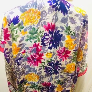 Givenchy Scarf. Floral. Silk. 35”. Multi-color.